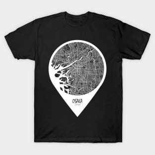 Osaka, Japan City Map - Travel Pin T-Shirt